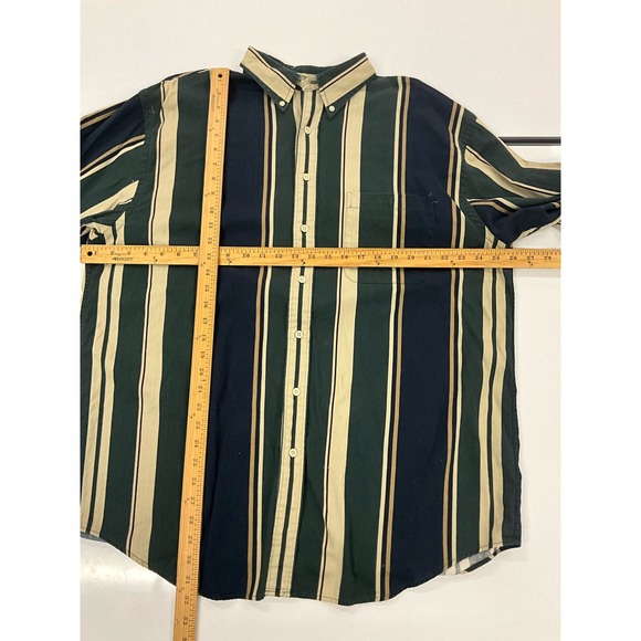 Men’s Roundtree & Yorke Green Navy Beige Green Long Sleeve Button Up Shirt XLT - Picture 6 of 6